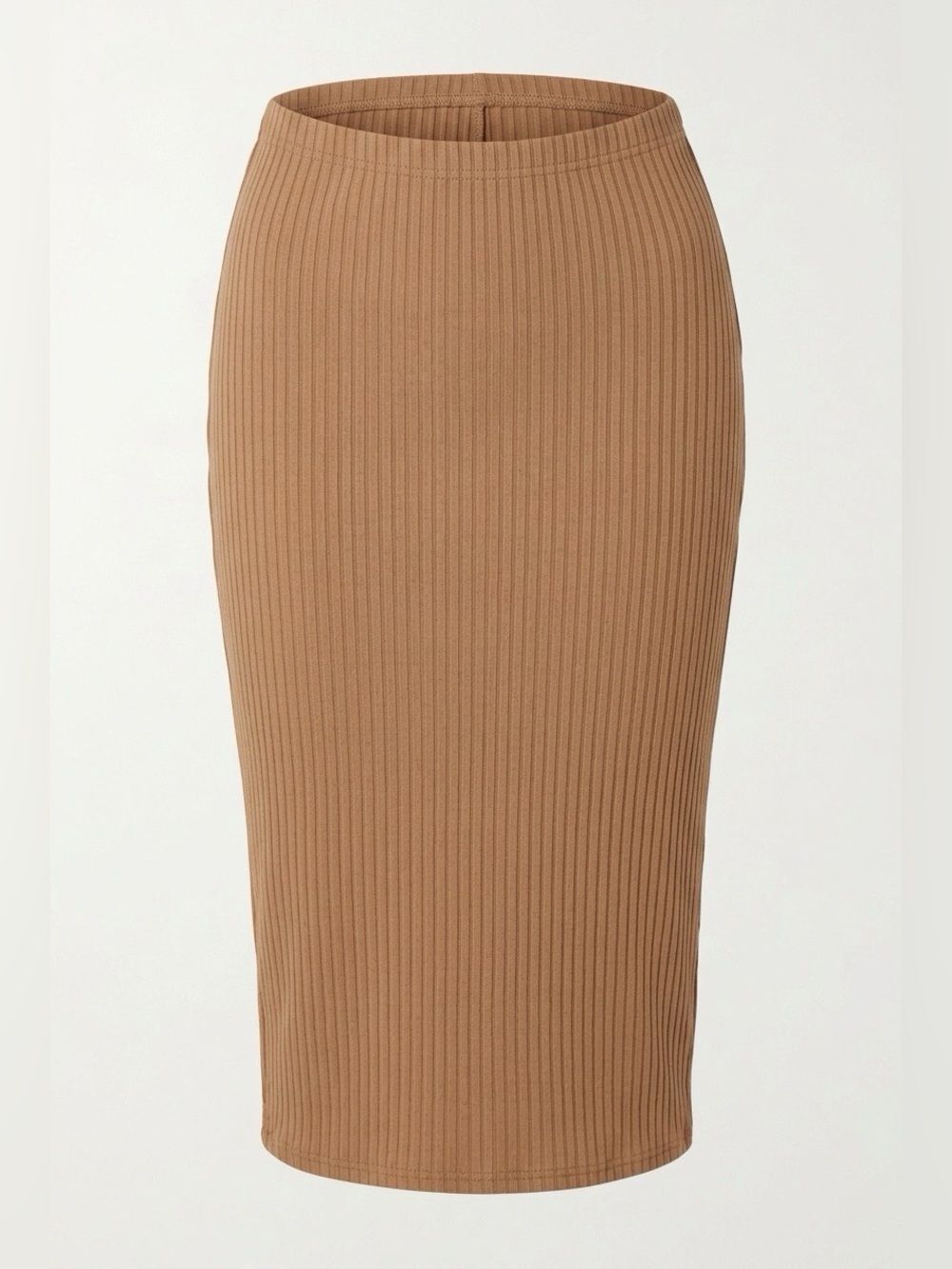Beige Ribbed Pencil Skirt